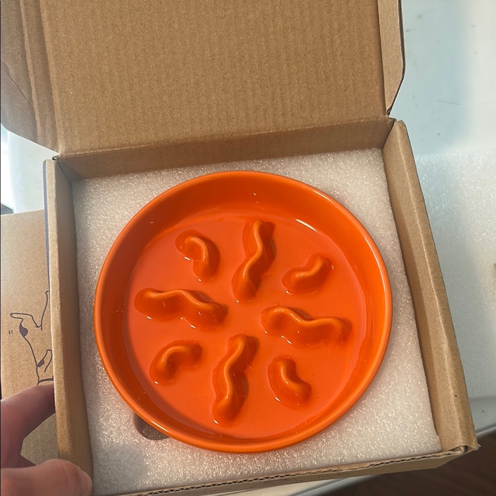 Ceramic slow feeder dog or cat bowl